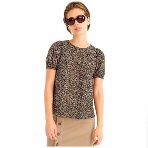 J. Crew Leopard Print Poplin Blouse, S